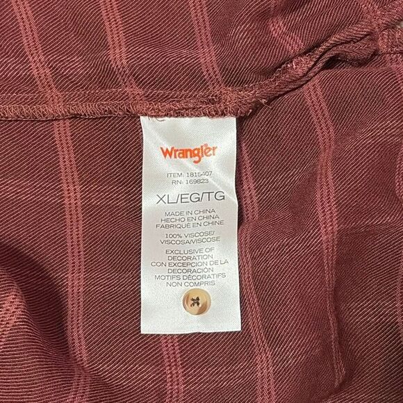 Wrangler Ladies Plaid Babydoll Top 3/4 Sleeves XL - Picture 6 of 6